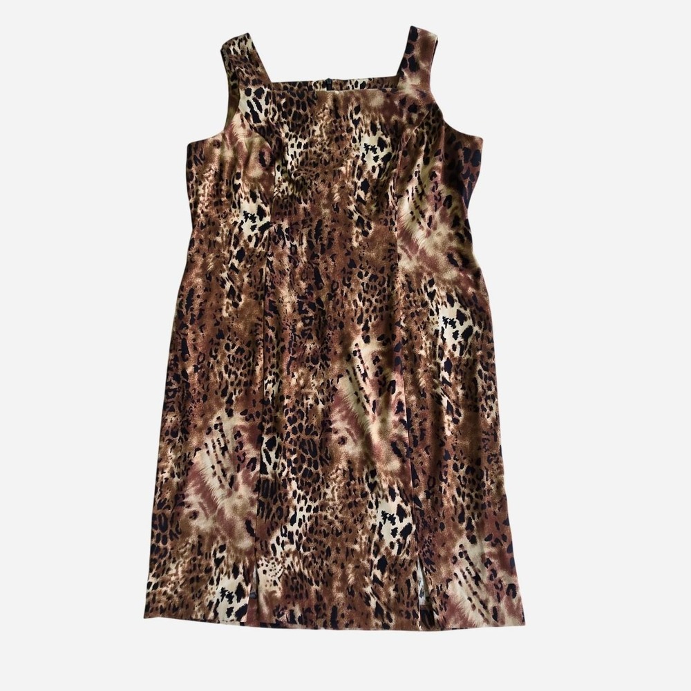 VTG y2k Plus size fitted cheetah, leopard dress / 16/18 / cocktail, glam, alt